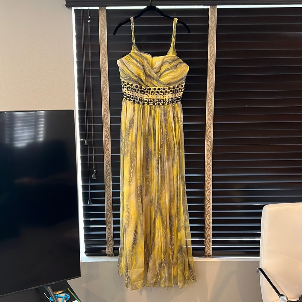 Chetta B Yellow Black Evening Gown Dress size 12